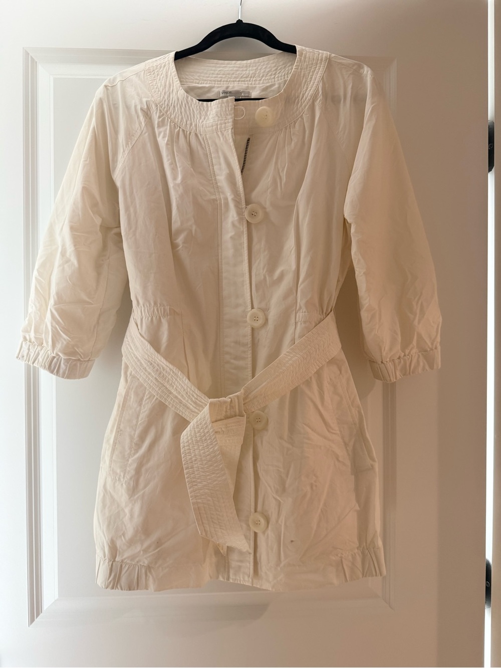 Vince White Belted Trench Coat Jacket